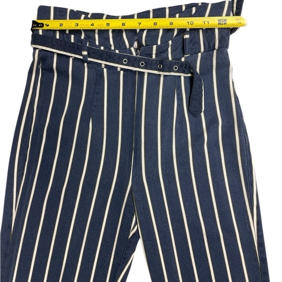 Reformation Marlon Navy and White Striped Cropped Pants Size 2 - Picture 8 of 11